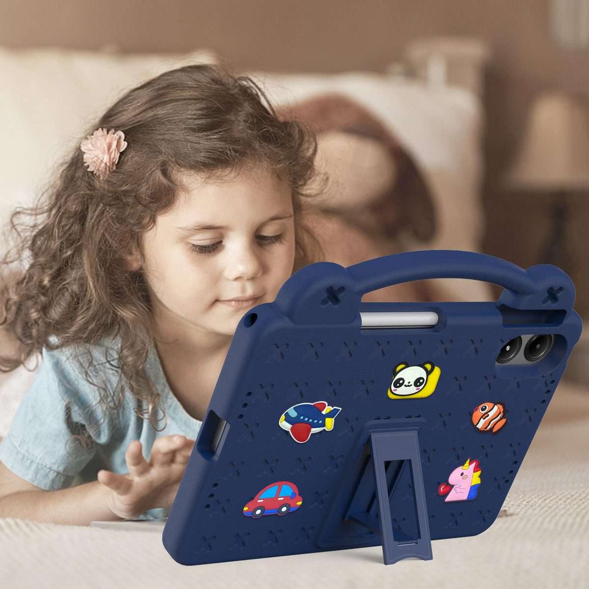 For Xiaomi Redmi Pad 2 Pro 12.1 Handle Kickstand Children EVA Shockproof Tablet Case(Navy Blue)