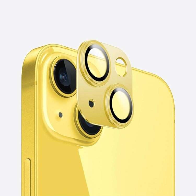 For iPhone 15 Kalebol Precise Alignment Stepped Eagle Eye Metal Lens Film(Yellow)