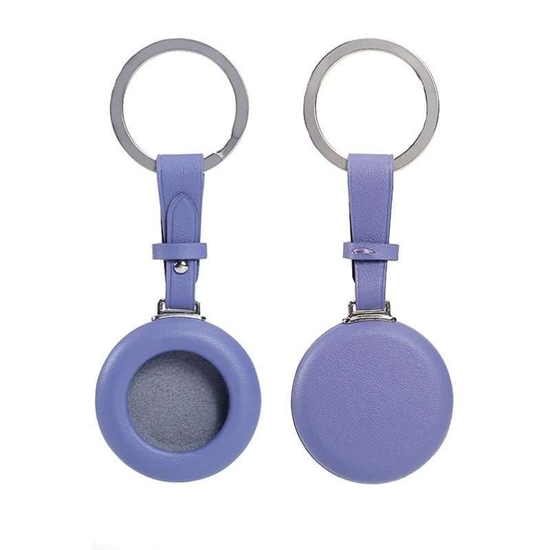 For AirTag 2nd Gen / AirTag 1st Gen Genuine Leather Shockproof Anti-scratch Pro ... (Light Purple)
