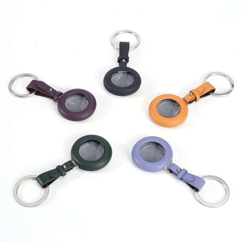 For AirTag 2nd Gen / AirTag 1st Gen Genuine Leather Shockproof Anti-scratch Pro ... (Light Purple)