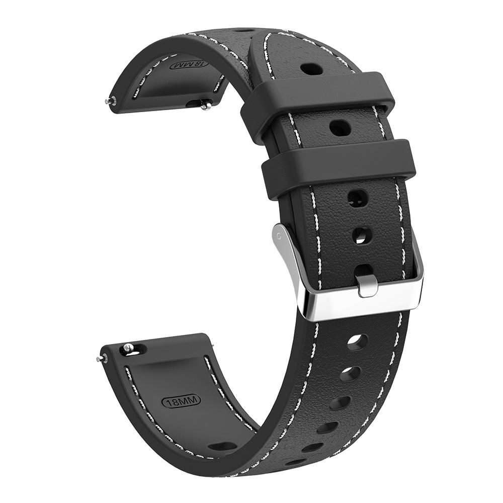 18mm Stitched Silicone Watch Band(Black)