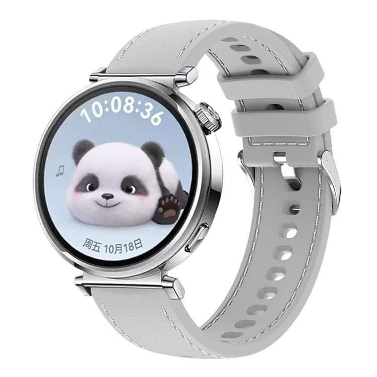 18mm Stitched Silicone Watch Band(Gray)