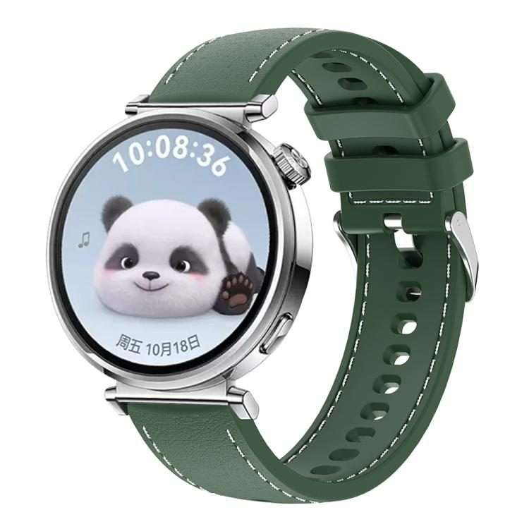 18mm Stitched Silicone Watch Band(Army Green)