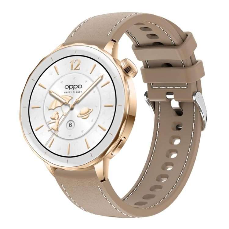 18mm Stitched Silicone Watch Band(Desert Silver)