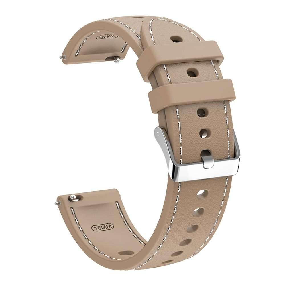 18mm Stitched Silicone Watch Band(Desert Silver)