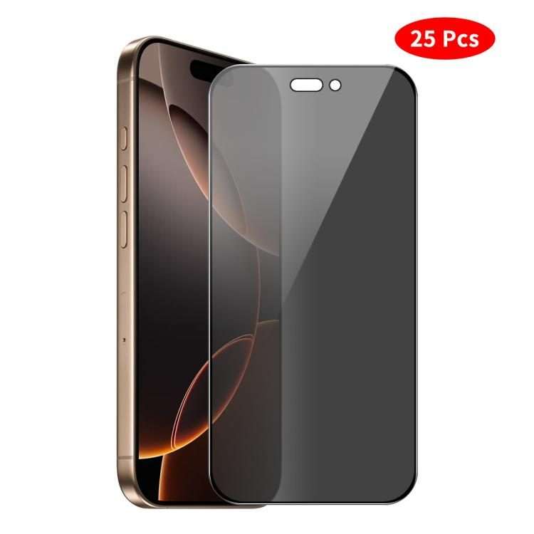 For iPhone 16 Pro JUNSUNMAY 25pcs Silk Print Full Coverage Privacy Tempered Glass Film
