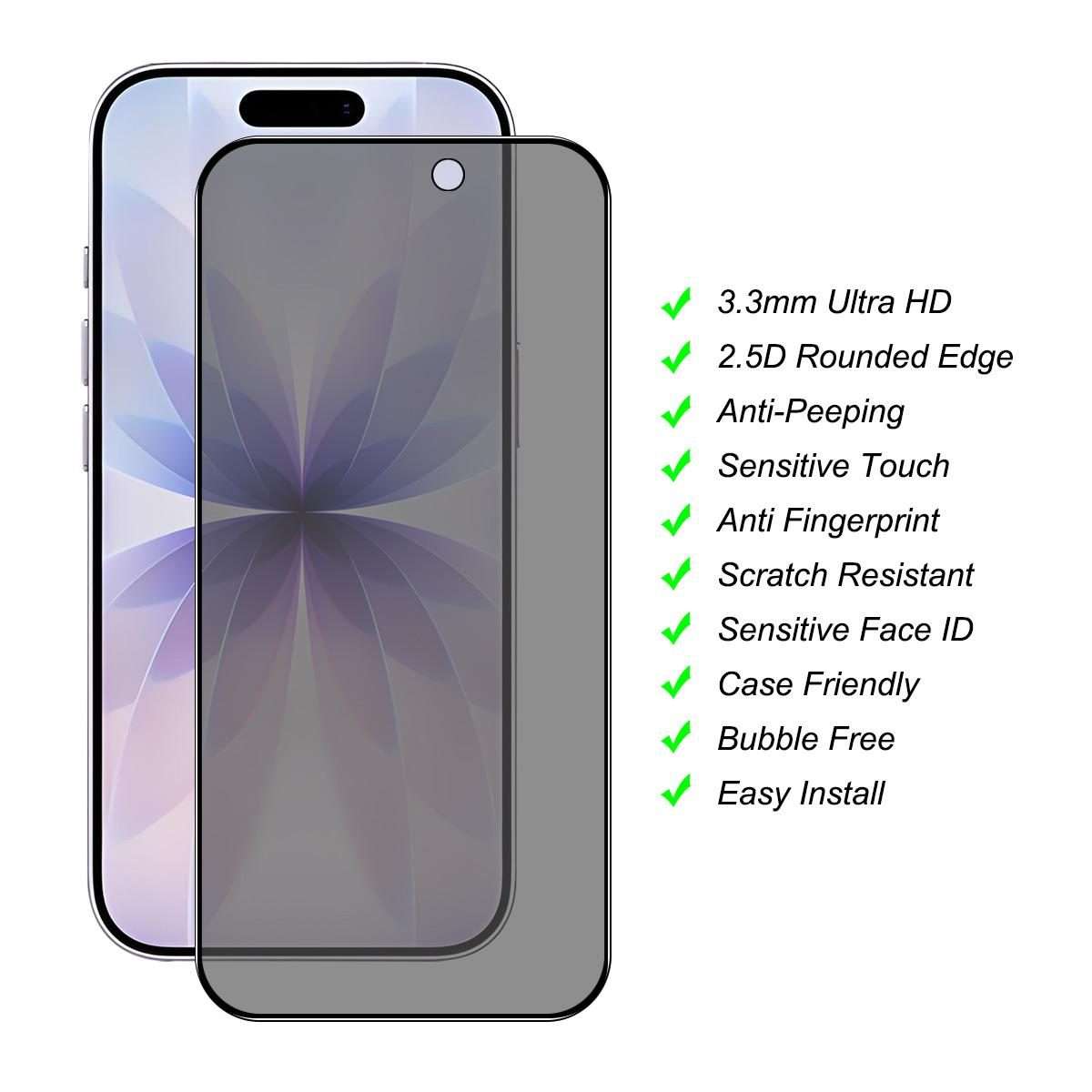 For iPhone 17 Pro Max JUNSUNMAY 25pcs Silk Print Full Coverage Privacy Tempered Glass Film