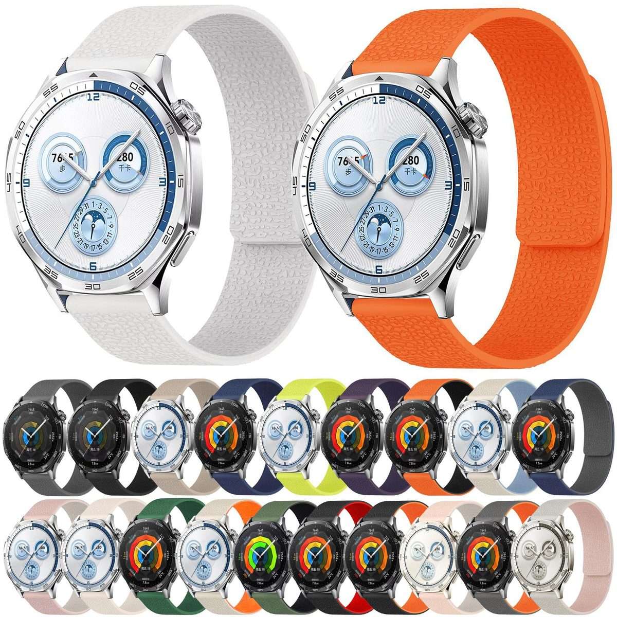 22mm Lychee Texture Soft Magnetic Silicone Watch Band(Gray)