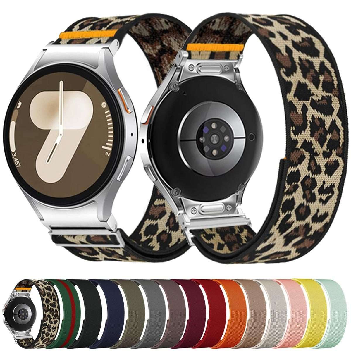 For Samsung Galaxy Watch FE / 7 / 6 / 5 / 4 Adjustable Single Loop Elastic Nylon W ... (Starlight)