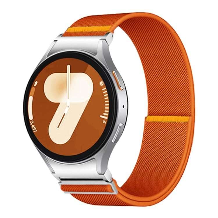 For Samsung Galaxy Watch FE / 7 / 6 / 5 / 4 Adjustable Single Loop Elastic Nylon Watc ... (Orange)