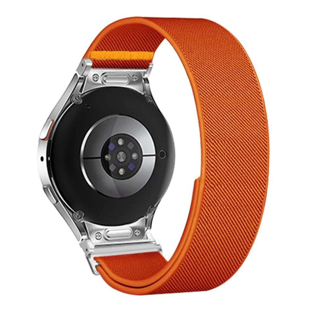 For Samsung Galaxy Watch FE / 7 / 6 / 5 / 4 Adjustable Single Loop Elastic Nylon Watc ... (Orange)