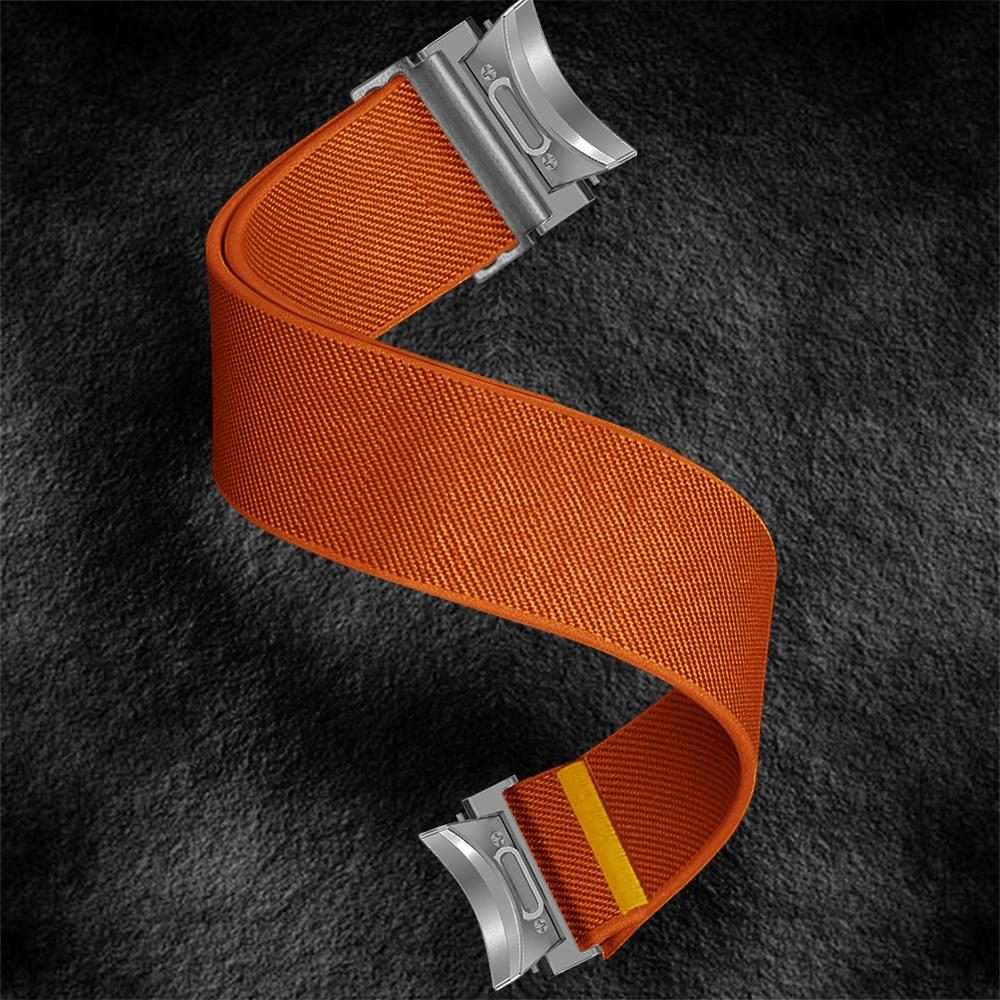 For Samsung Galaxy Watch FE / 7 / 6 / 5 / 4 Adjustable Single Loop Elastic Nylon Watc ... (Orange)