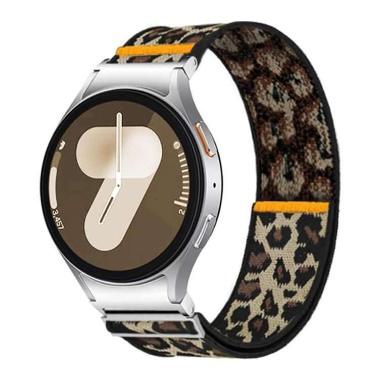 For Samsung Galaxy Watch FE / 7 / 6 / 5 / 4 Adjustable Single Loop Elastic Nyl ... (Leopard Print)