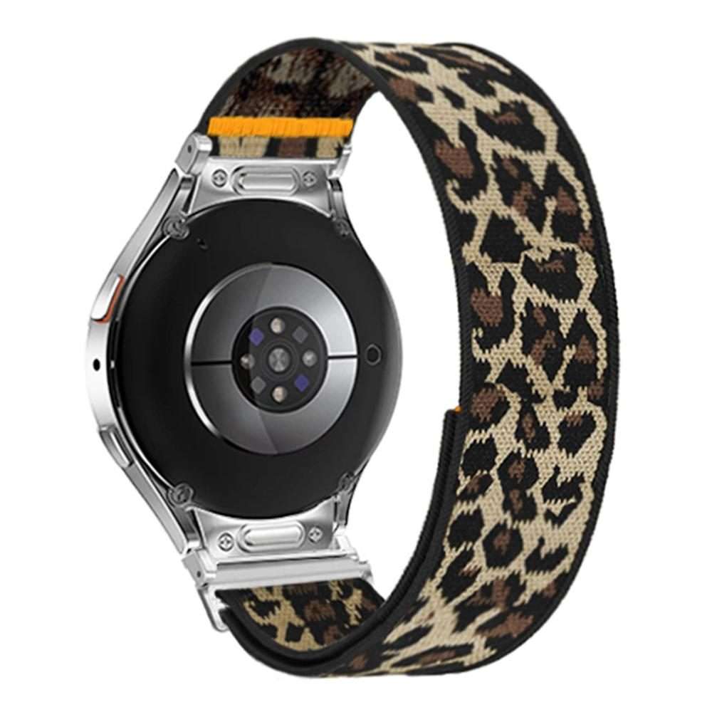 For Samsung Galaxy Watch FE / 7 / 6 / 5 / 4 Adjustable Single Loop Elastic Nyl ... (Leopard Print)