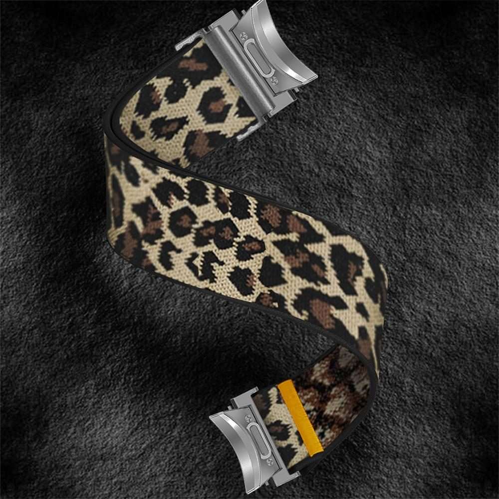 For Samsung Galaxy Watch FE / 7 / 6 / 5 / 4 Adjustable Single Loop Elastic Nyl ... (Leopard Print)