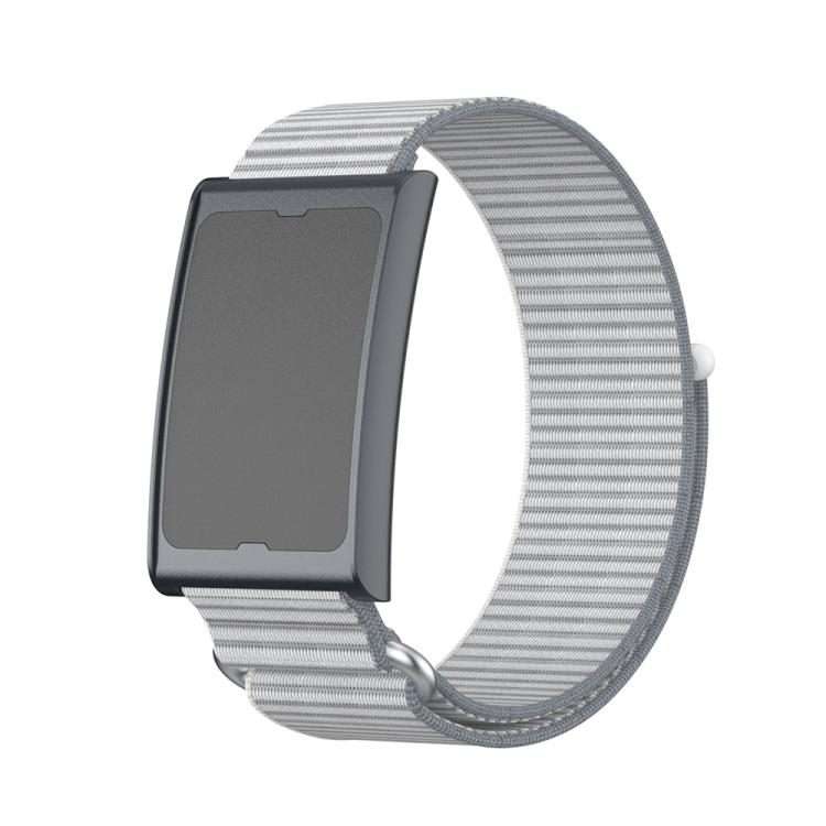 For Amazfit Helio Strap Metal Ring Two Sections Nylon Hook and Loop Fastener Watch Band(Dome Gray)