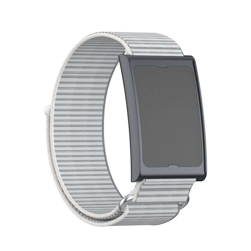 For Amazfit Helio Strap Metal Ring Two Sections Nylon Hook and Loop Fastener Watch Band(Dome Gray)