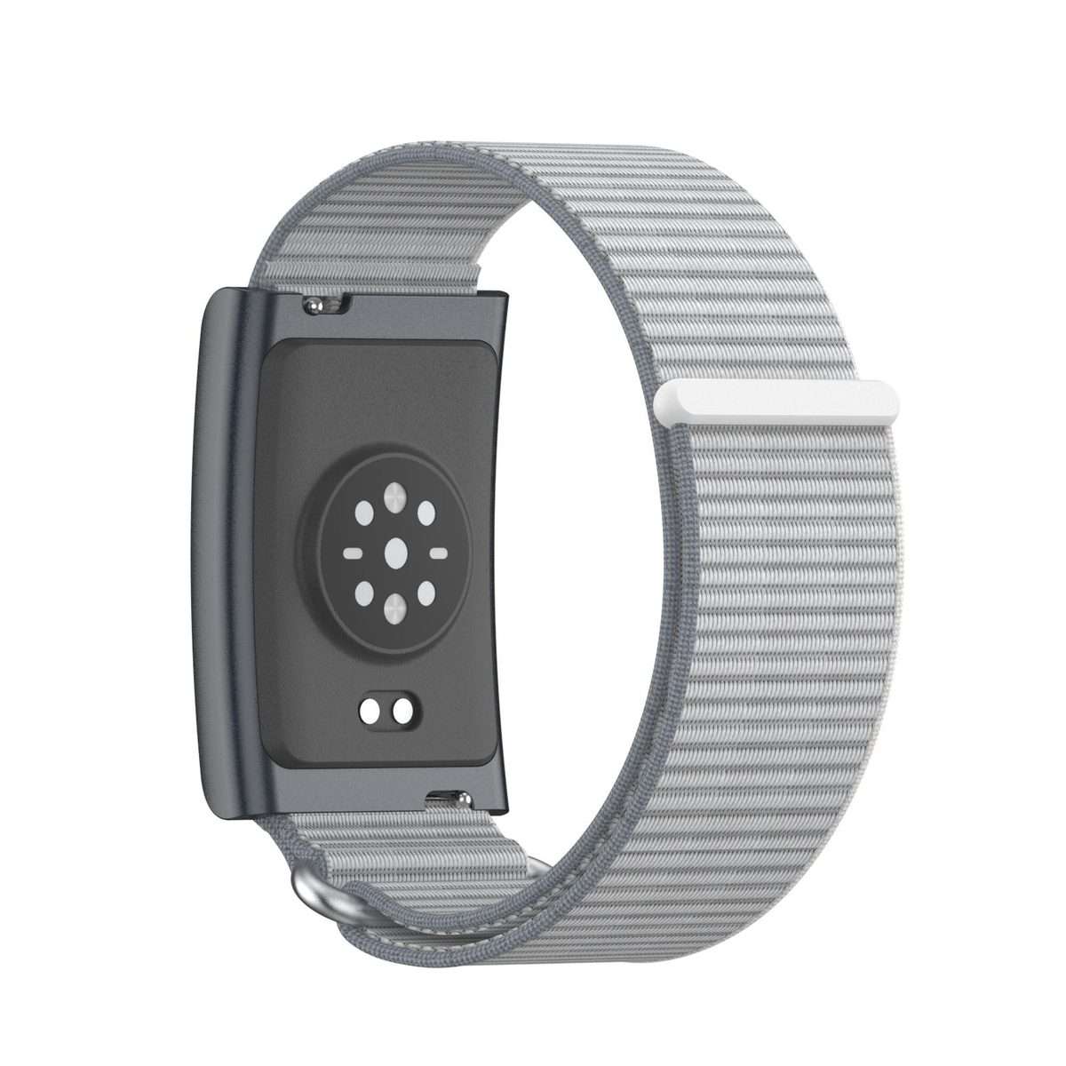 For Amazfit Helio Strap Metal Ring Two Sections Nylon Hook and Loop Fastener Watch Band(Dome Gray)