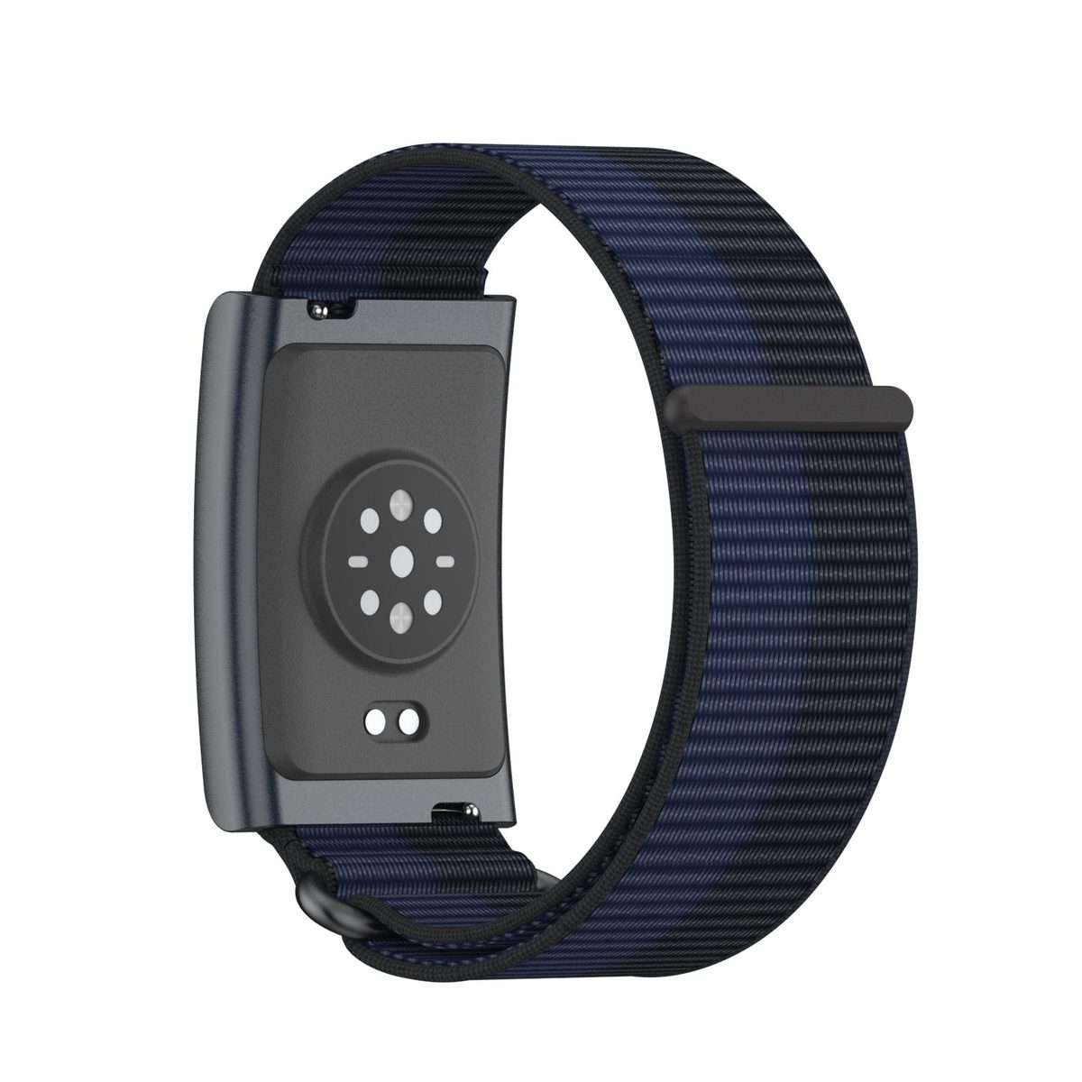 For Amazfit Helio Strap Metal Ring Two Sections Nylon Hook and Loop Fastener ... (Deep Ocean Blue)