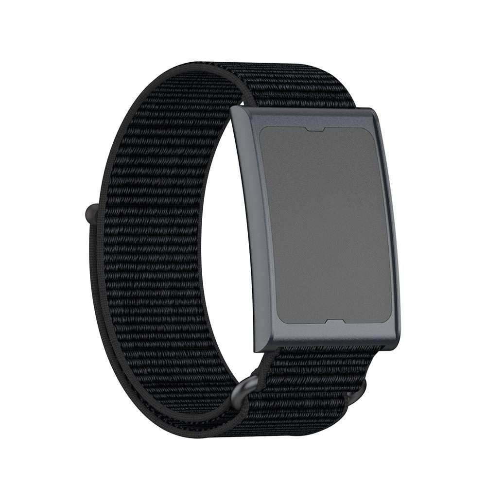 For Amazfit Helio Strap Metal Ring Two Sections Nylon Hook and Loop Fastener Watc ... (Deep Black)