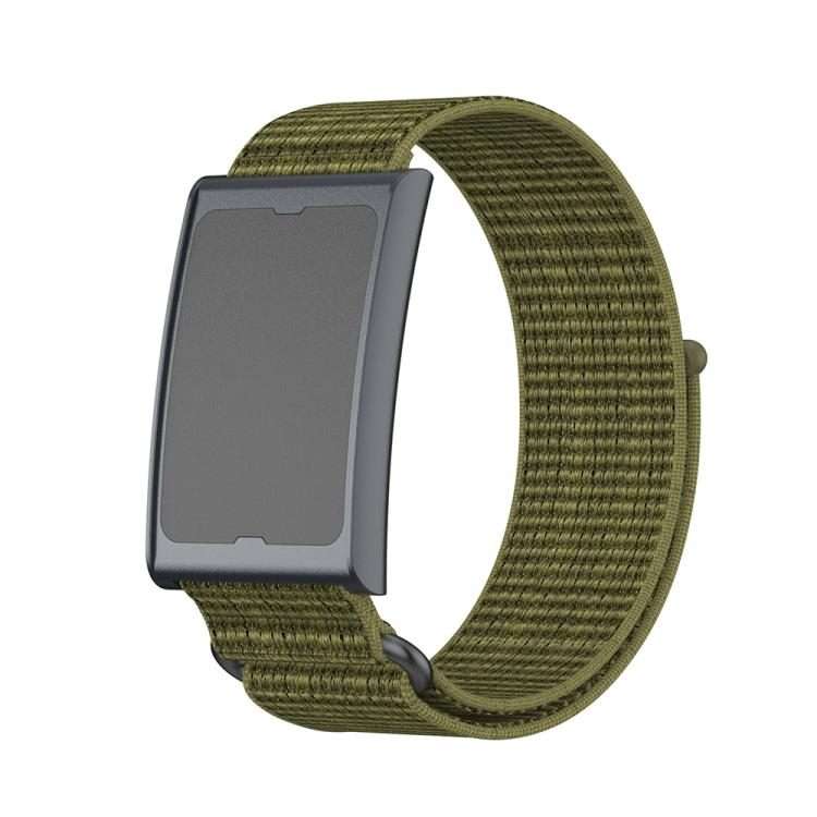 For Amazfit Helio Strap Metal Ring Two Sections Nylon Hook and Loop Fastener Wat ... (Olive Green)