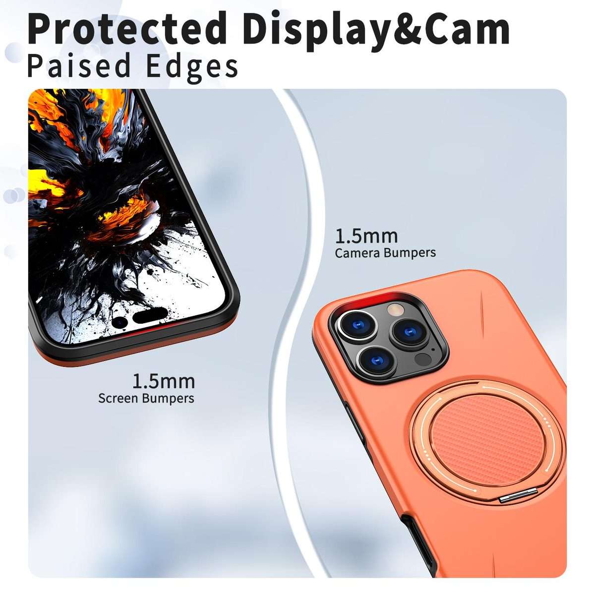For iPhone 15 Pro Max Kalebol Magnetic MagSafe Rotation Holder PC Phone Case(Orange)