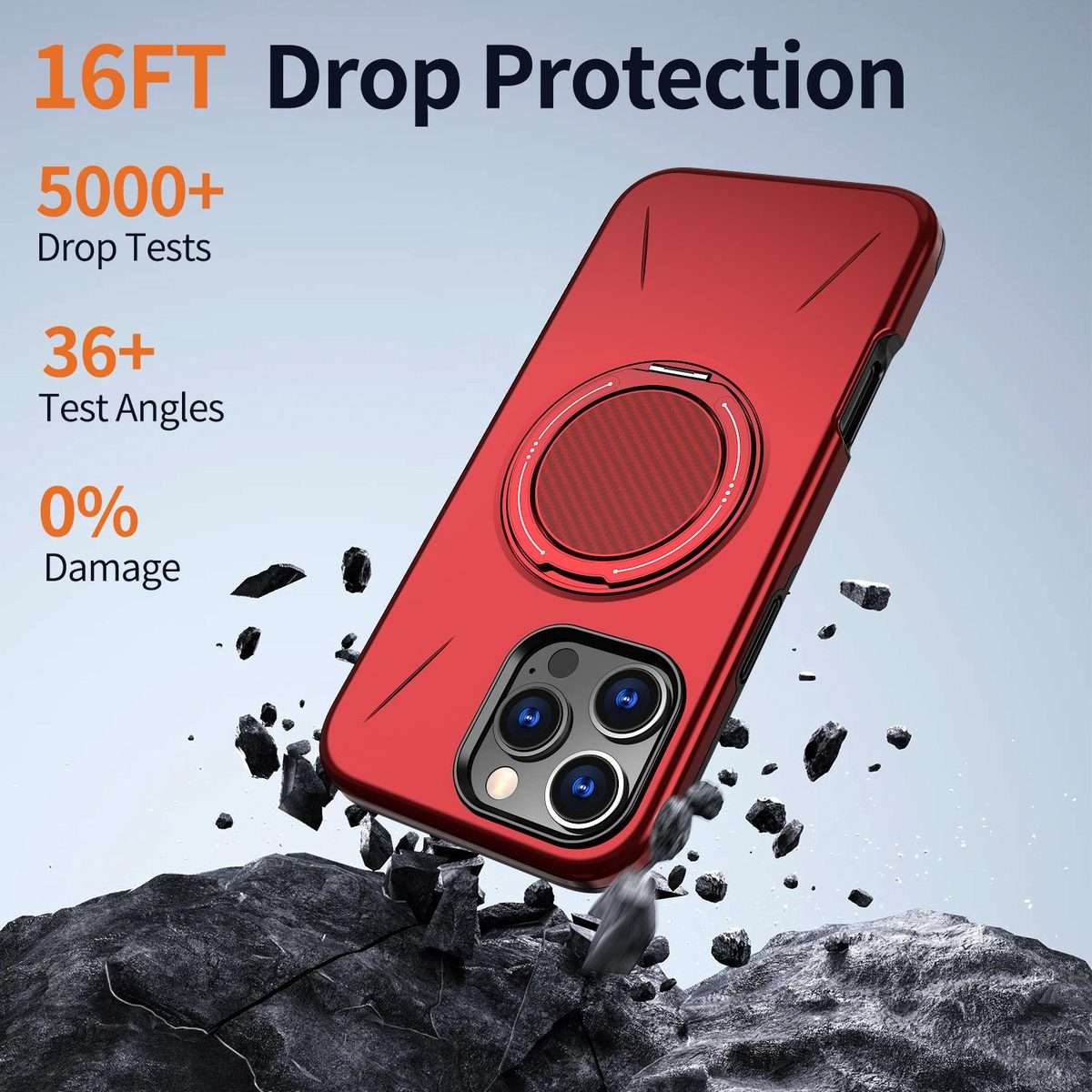 For iPhone 15 Pro Kalebol Magnetic MagSafe Rotation Holder PC Phone Case(Red)