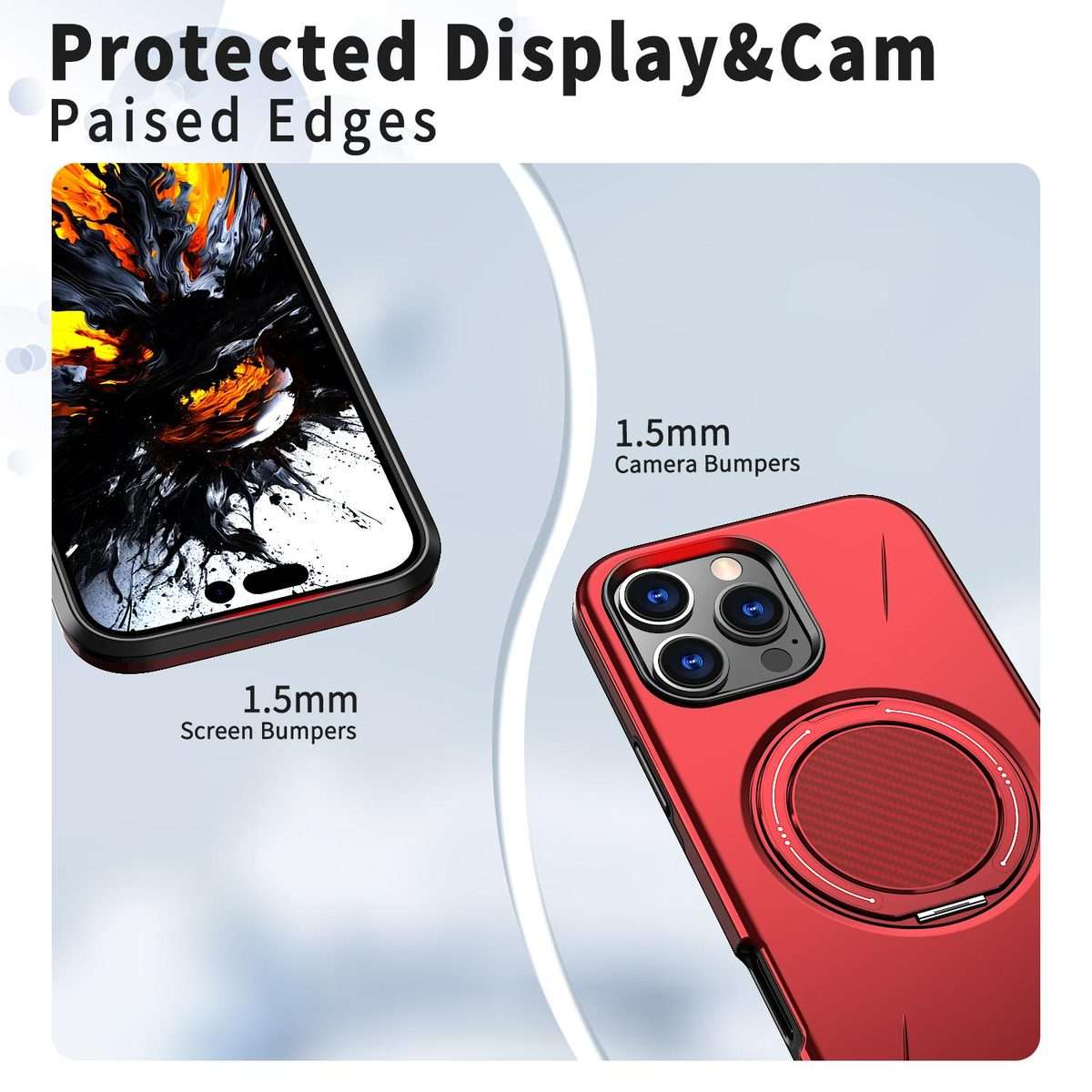 For iPhone 15 Pro Kalebol Magnetic MagSafe Rotation Holder PC Phone Case(Red)