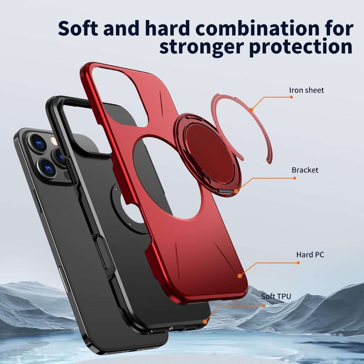 For iPhone 15 Pro Kalebol Magnetic MagSafe Rotation Holder PC Phone Case(Red)
