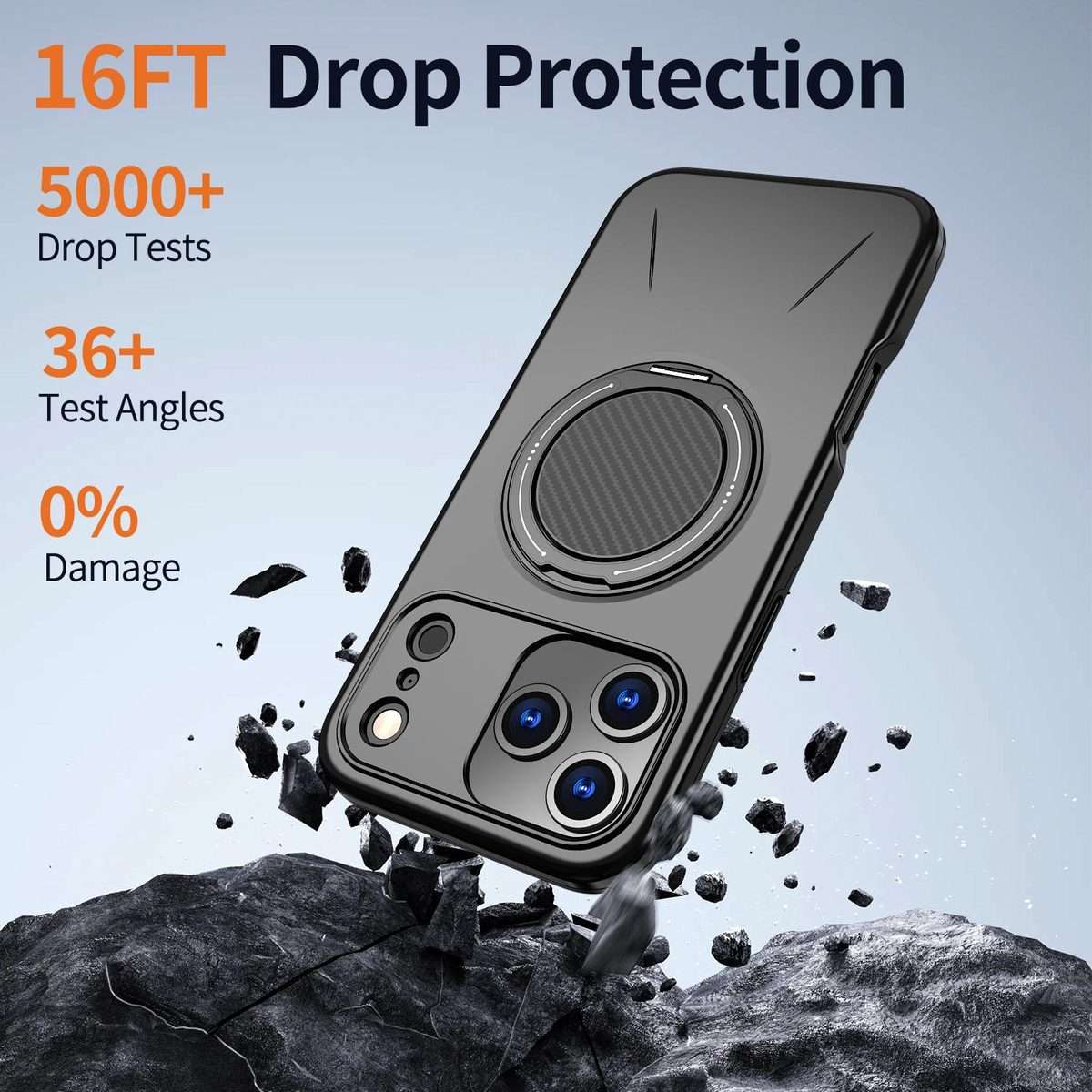 For iPhone 17 Pro Max Kalebol Magnetic MagSafe Rotation Holder PC Phone Case(Black)