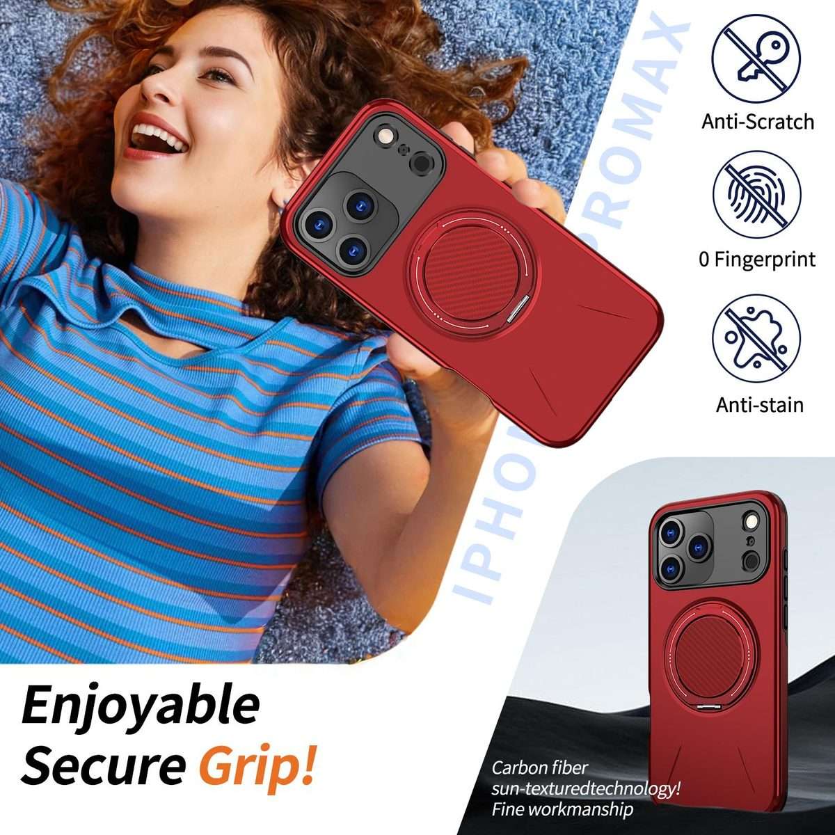 For iPhone 17 Pro Max Kalebol Magnetic MagSafe Rotation Holder PC Phone Case(Red)