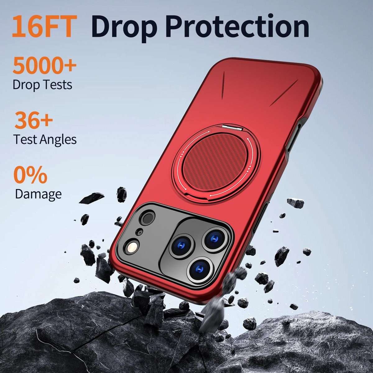 For iPhone 17 Pro Max Kalebol Magnetic MagSafe Rotation Holder PC Phone Case(Red)