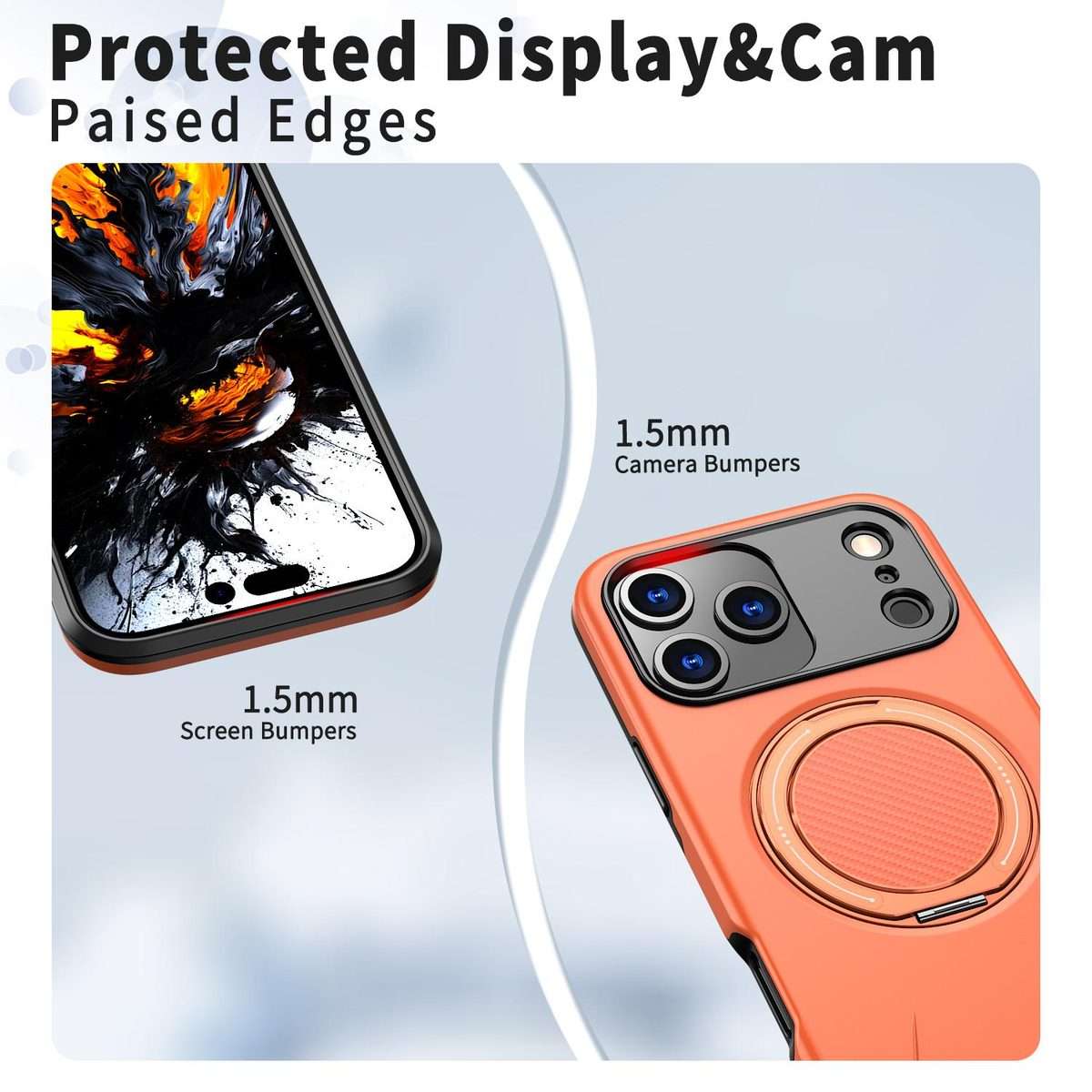 For iPhone 17 Pro Max Kalebol Magnetic MagSafe Rotation Holder PC Phone Case(Orange)