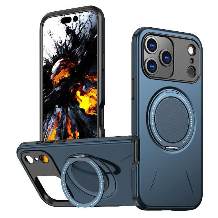 For iPhone 17 Pro Max Kalebol Magnetic MagSafe Rotation Holder PC Phone Case(Blue)