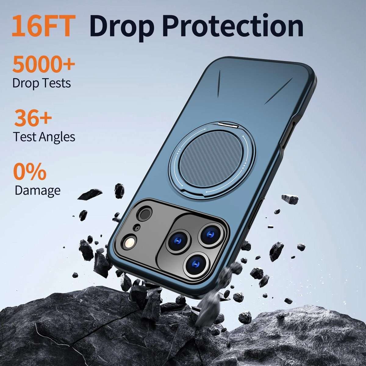 For iPhone 17 Pro Max Kalebol Magnetic MagSafe Rotation Holder PC Phone Case(Blue)