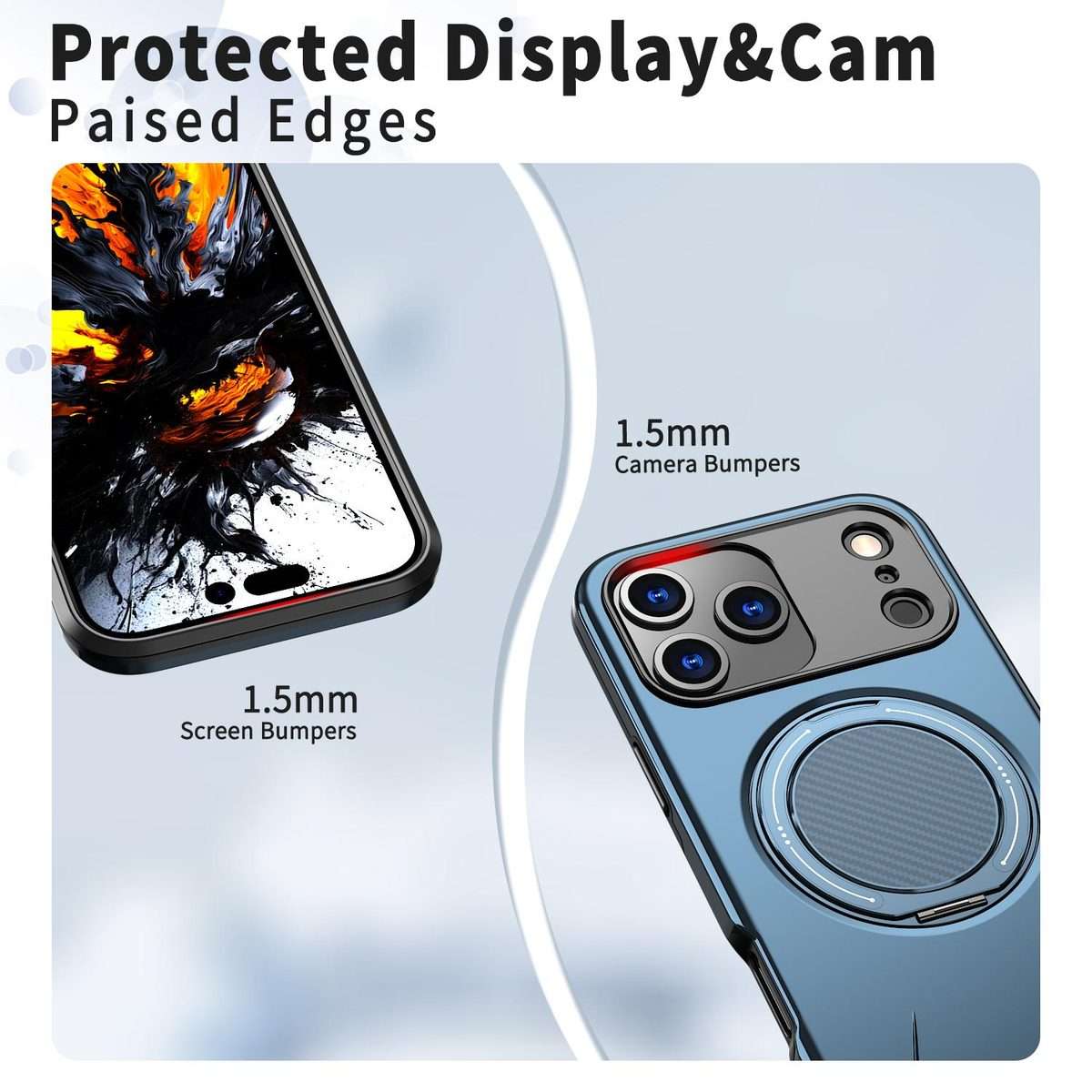 For iPhone 17 Pro Max Kalebol Magnetic MagSafe Rotation Holder PC Phone Case(Blue)