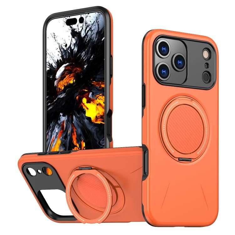For iPhone 17 Pro Kalebol Magnetic MagSafe Rotation Holder PC Phone Case(Orange)
