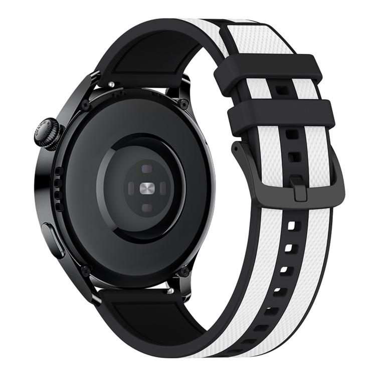22mm Vertical Stripe Texture Two Color Silicone Watch Band(White Black)