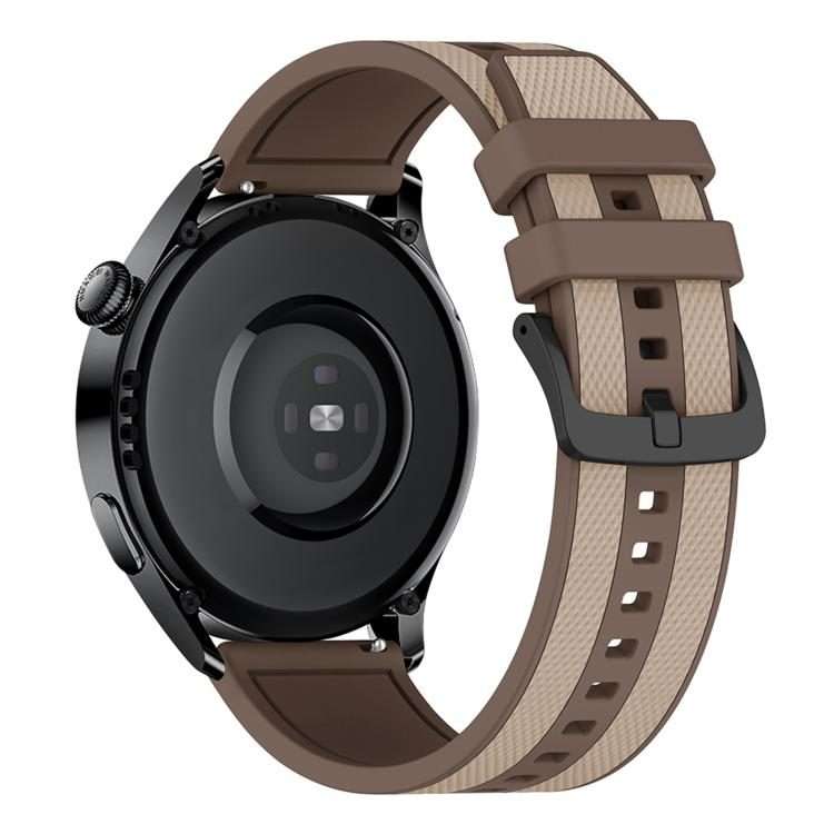 22mm Vertical Stripe Texture Two Color Silicone Watch Band(Milk Tea Chocolate)