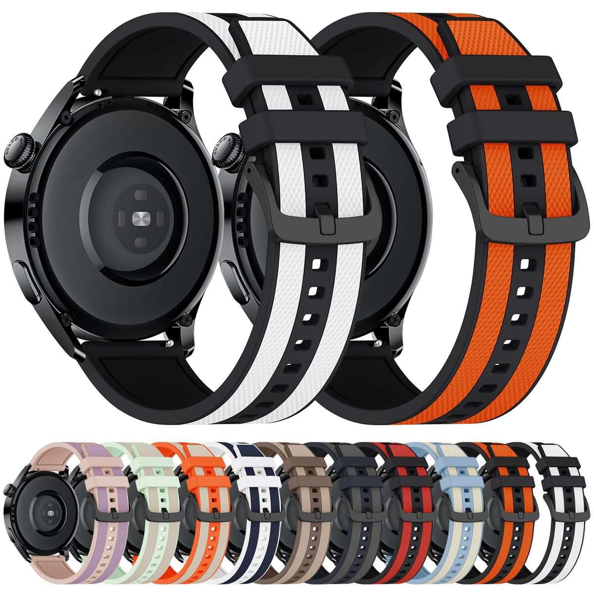 22mm Vertical Stripe Texture Two Color Silicone Watch Band(Milk Tea Chocolate)