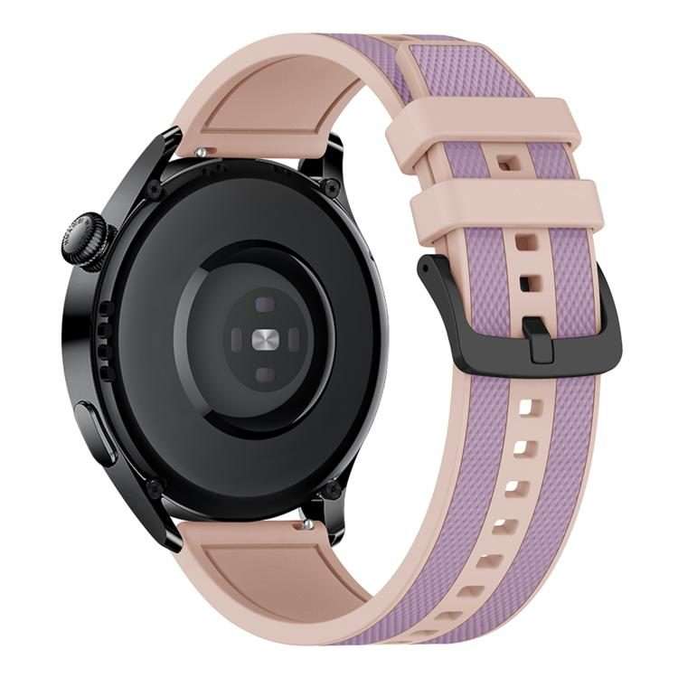 22mm Vertical Stripe Texture Two Color Silicone Watch Band(Lavender Pink Sand)