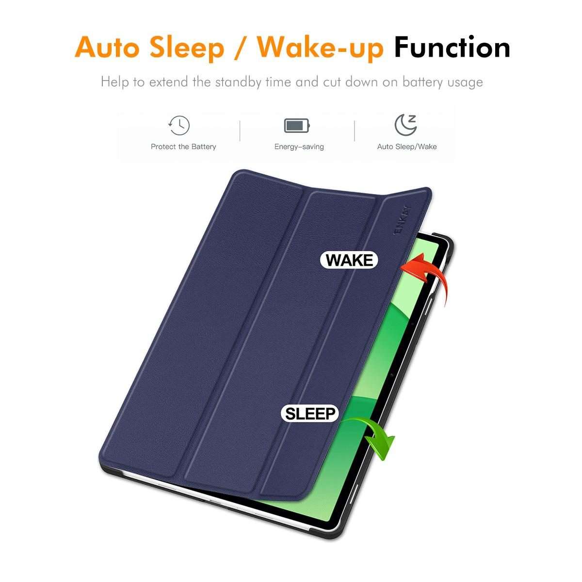 For OPPO Pad SE 11.0 ENKAY Tri-fold Custer Texture Leather Smart Tablet Case(Grey)