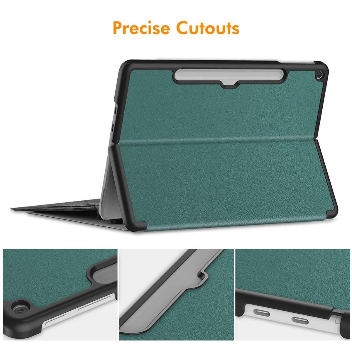 For Microsoft Surface Pro 12 2025 ENKAY Tri-fold Custer Texture Voltage Leather Stand ... (Black)