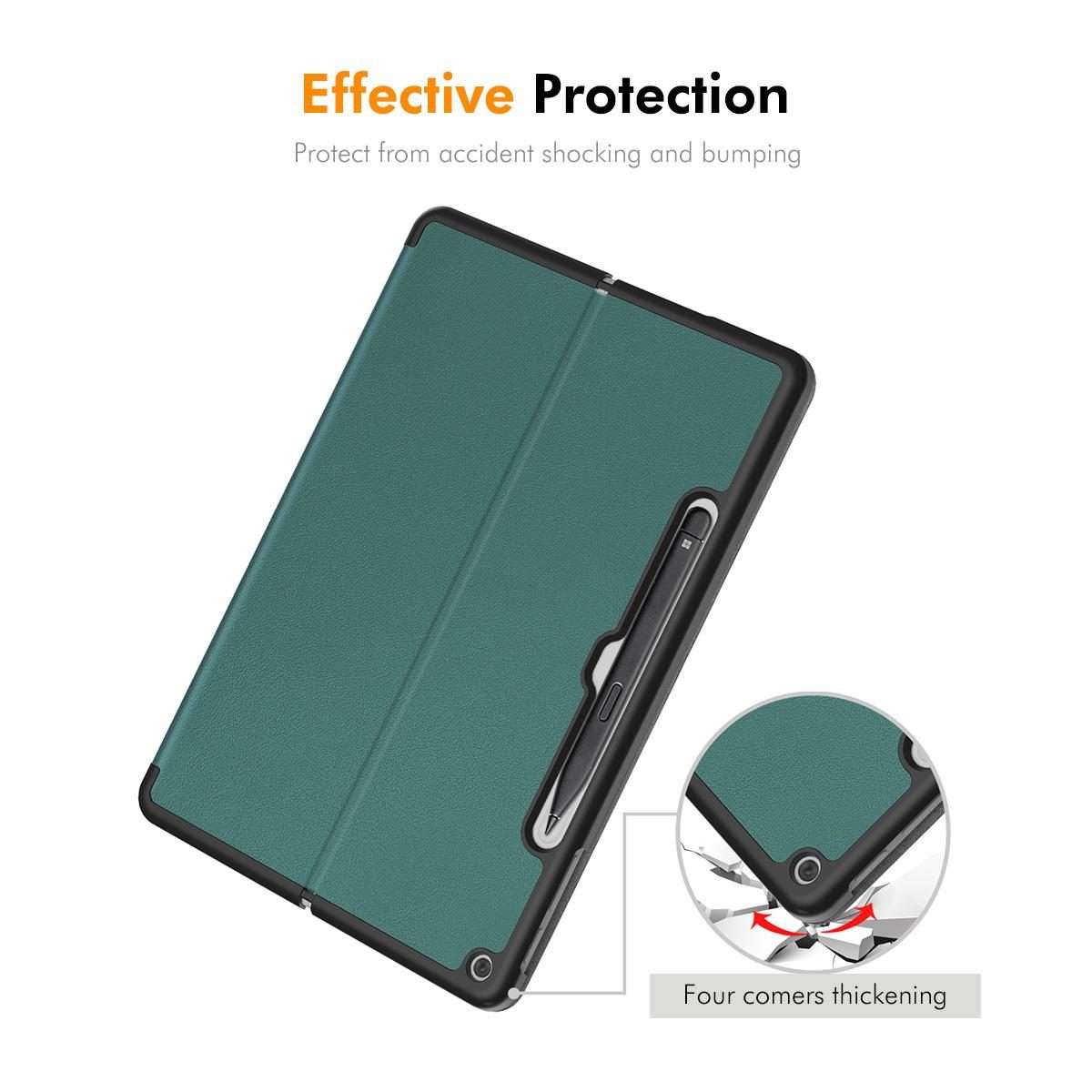 For Microsoft Surface Pro 12 2025 ENKAY Tri-fold Custer Texture Voltage Leather Stand ... (Black)