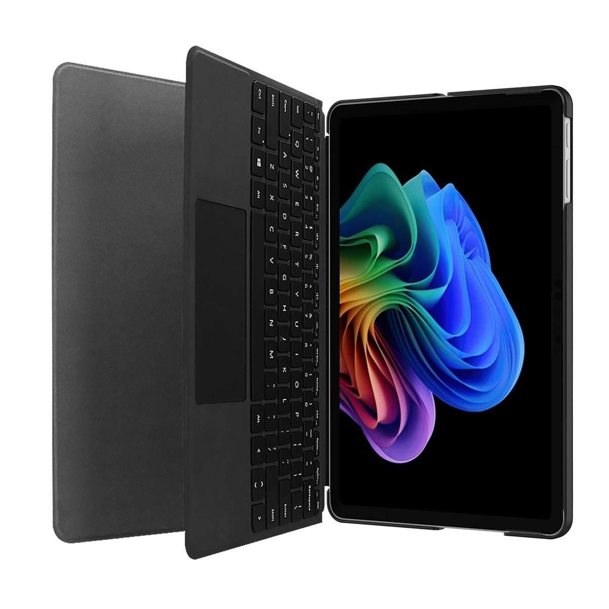 For Microsoft Surface Pro 12 2025 ENKAY Tri-fold Custer Texture Voltage Leather Stand ... (Black)