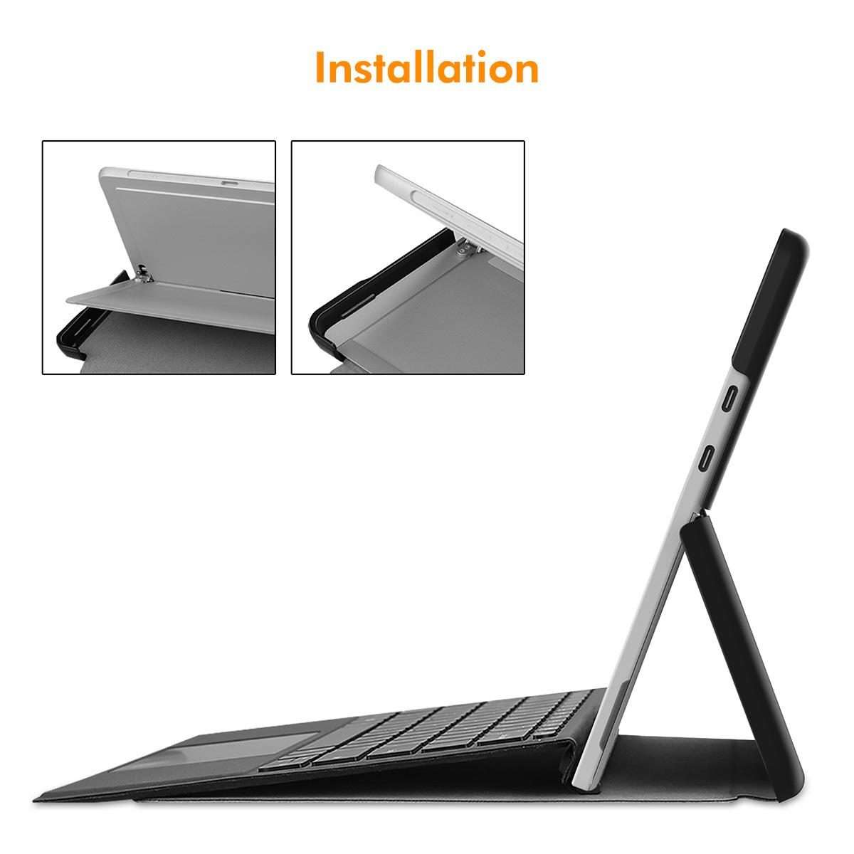 For Microsoft Surface Pro 12 2025 ENKAY Tri-fold Custer Texture Voltage Leather Stand Ta ... (Red)