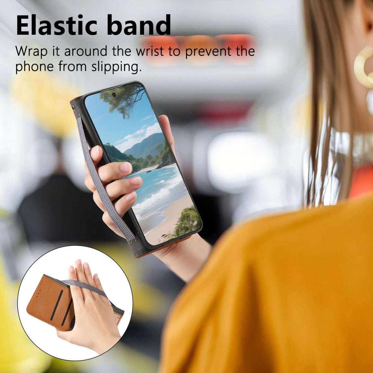 For Redmi Note 14 Pro+ Elastic Wristband Magnetic Suction Leather Phone Case(Brown)