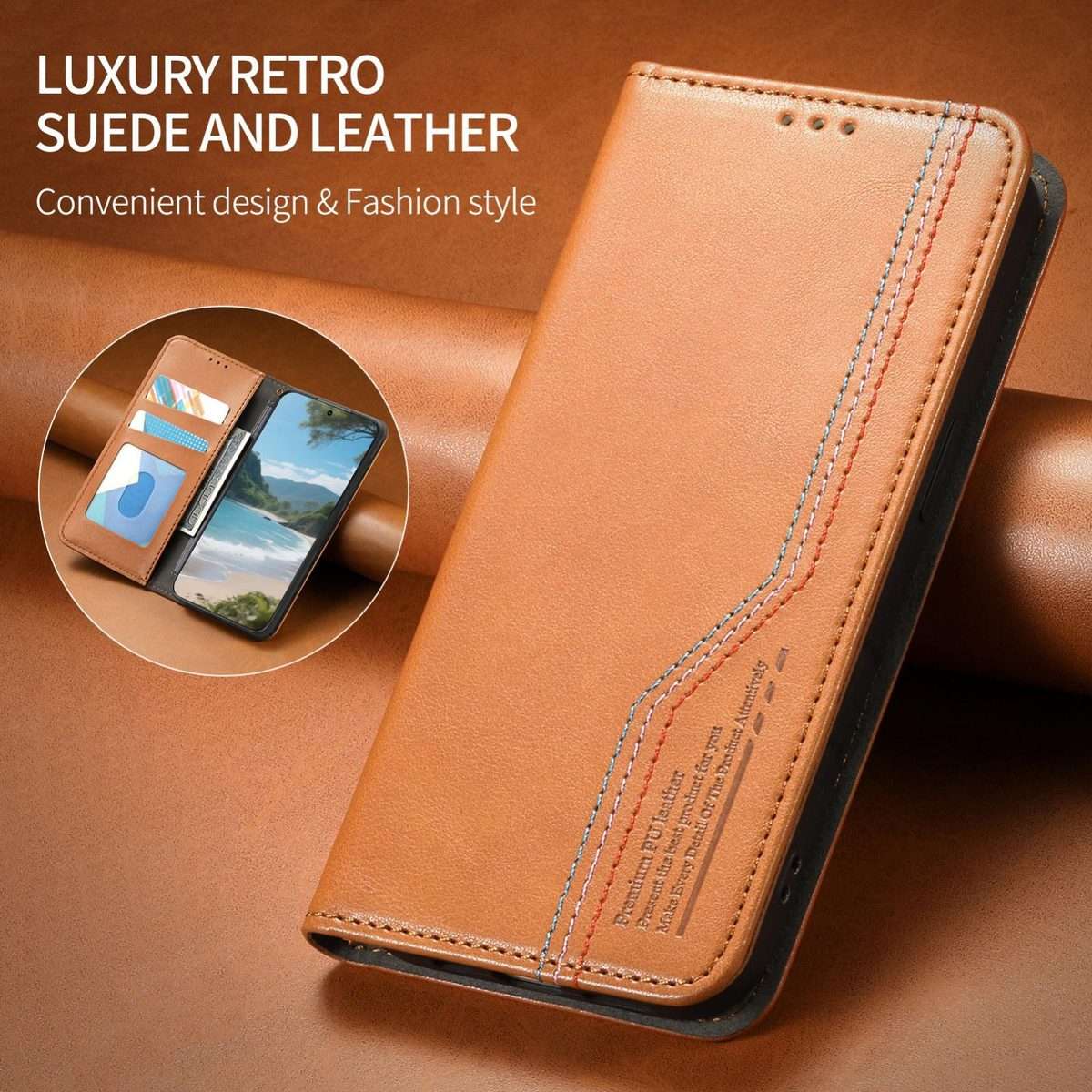 For Redmi Note 14 Pro+ Elastic Wristband Magnetic Suction Leather Phone Case(Brown)