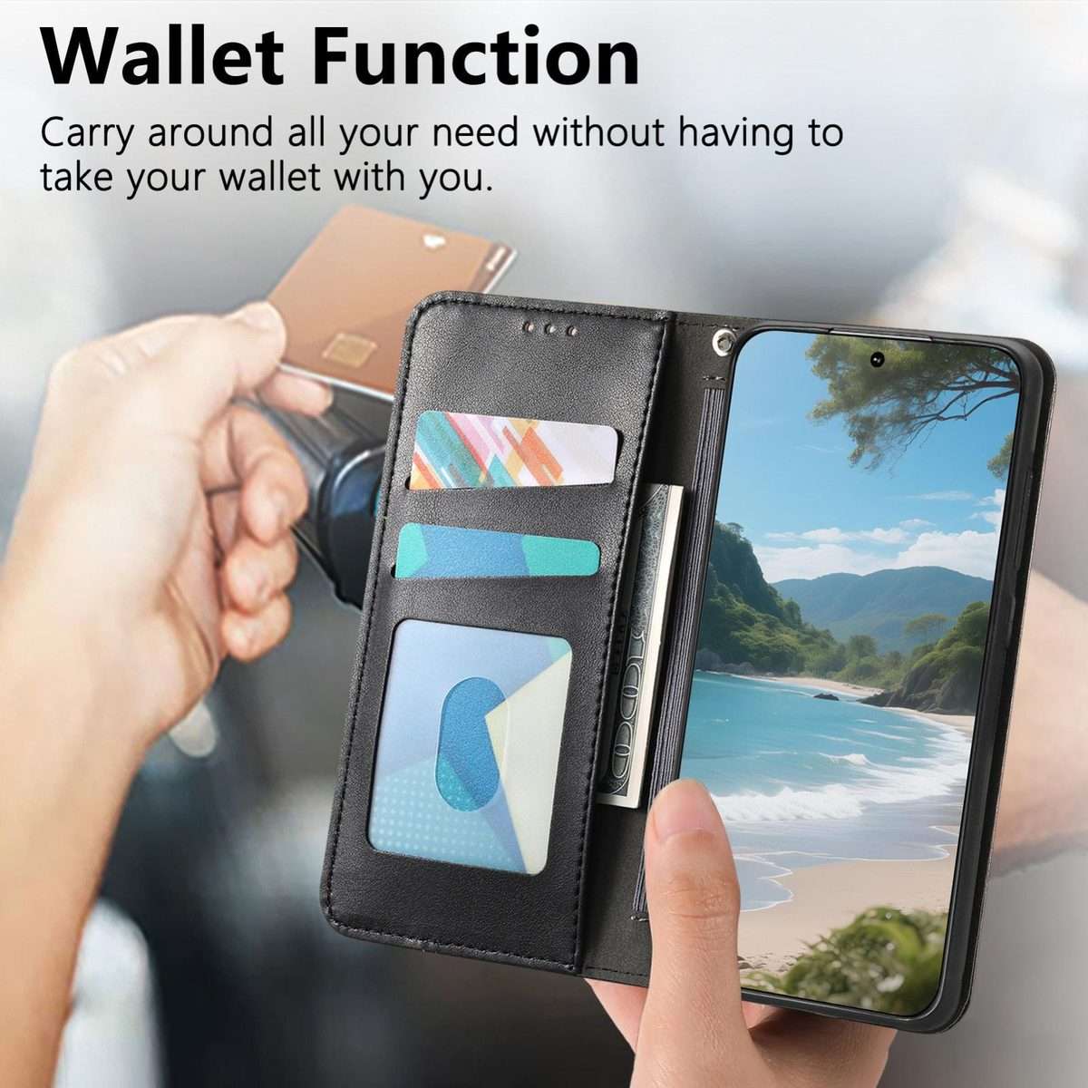 For Redmi Note 14 Pro+ Elastic Wristband Magnetic Suction Leather Phone Case(Black)