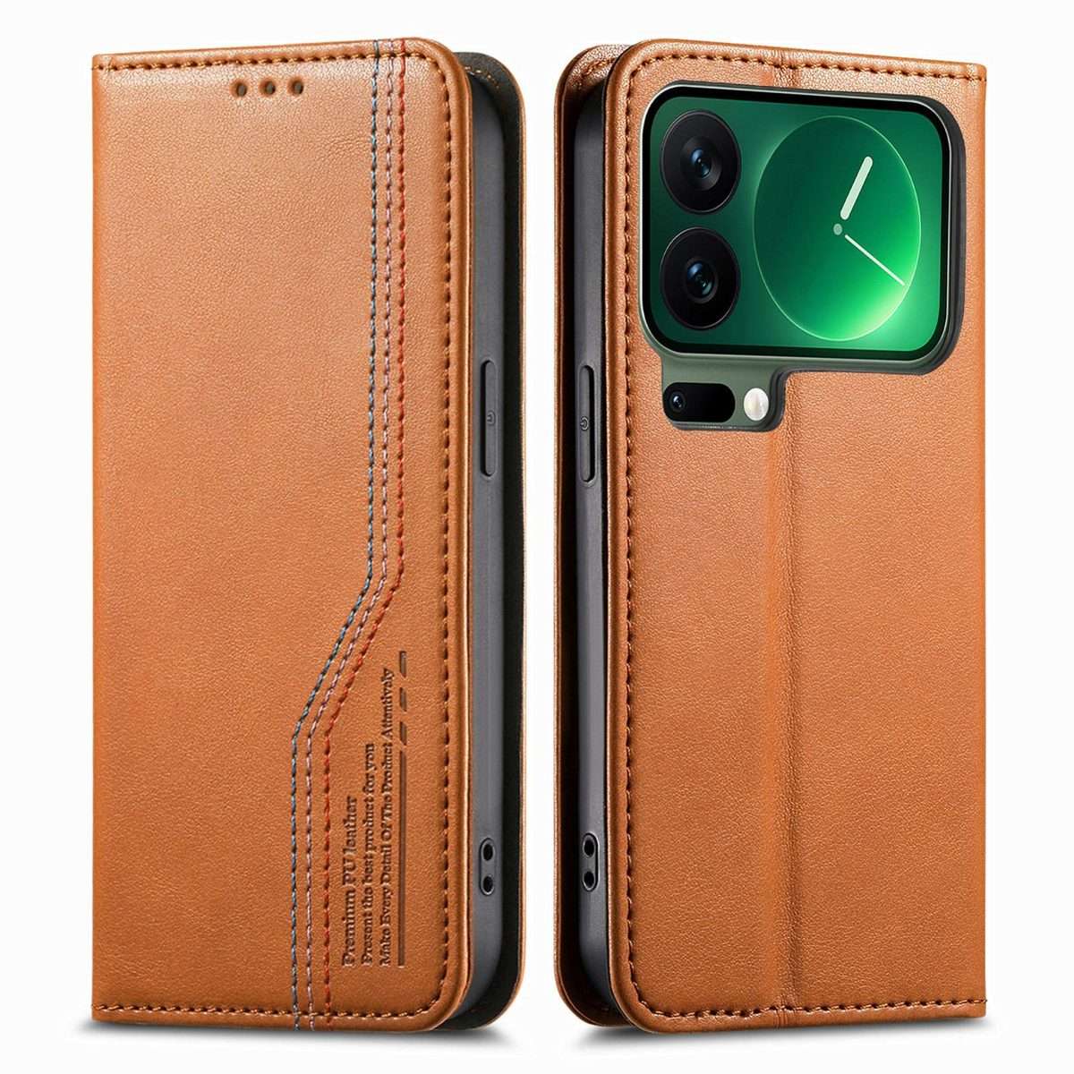 For Xiaomi 17 Pro Max Elastic Wristband Magnetic Suction Leather Phone Case(Brown)